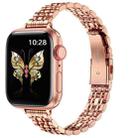 For Apple Watch Series 9 45mm Slim Seven Bead Slingshot Buckle Metal Watch Band(Rose Gold) - 1