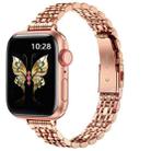 For Apple Watch Series 9 41mm Slim Seven Bead Slingshot Buckle Metal Watch Band(Rose Gold) - 1