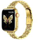 For Apple Watch Series 6 44mm Slim Seven Bead Slingshot Buckle Metal Watch Band(Gold) - 1