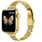 For Apple Watch Series 5 44mm Slim Seven Bead Slingshot Buckle Metal Watch Band(Gold) - 1