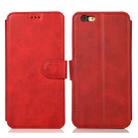For iPhone 6 / 6s Calf Texture Magnetic Buckle Horizontal Flip Leather Case with Holder & Card Slots & Wallet & Photo Frame(Red) - 1