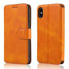 For iPhone X / XS Calf Texture Magnetic Buckle Horizontal Flip Leather Case with Holder & Card Slots & Wallet & Photo Frame(Khaki) - 1