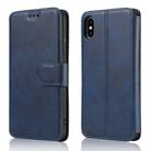 For iPhone X / XS Calf Texture Magnetic Buckle Horizontal Flip Leather Case with Holder & Card Slots & Wallet & Photo Frame(Blue) - 1