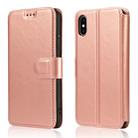 For iPhone X / XS Calf Texture Magnetic Buckle Horizontal Flip Leather Case with Holder & Card Slots & Wallet & Photo Frame(Rose Gold) - 1