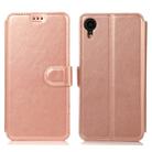 For iPhone XR Calf Texture Magnetic Buckle Horizontal Flip Leather Case with Holder & Card Slots & Wallet & Photo Frame(Rose Gold) - 1