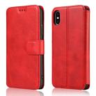 For iPhone XS Max Calf Texture Magnetic Buckle Horizontal Flip Leather Case with Holder & Card Slots & Wallet & Photo Frame(Red) - 1