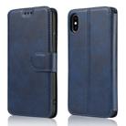 For iPhone XS Max Calf Texture Magnetic Buckle Horizontal Flip Leather Case with Holder & Card Slots & Wallet & Photo Frame(Blue) - 1