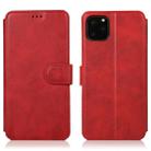 For iPhone 12 mini Calf Texture Magnetic Buckle Horizontal Flip Leather Case with Holder & Card Slots & Wallet & Photo Frame(Red) - 1