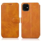 For iPhone 12 / 12 Pro Calf Texture Magnetic Buckle Horizontal Flip Leather Case with Holder & Card Slots & Wallet & Photo Frame(Khaki) - 1