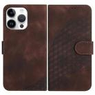 For iPhone 15 Pro Max YX0060 Elephant Head Embossed Phone Leather Case with Lanyard(Coffee) - 1