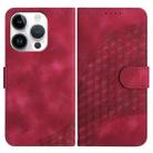For iPhone 15 Pro YX0060 Elephant Head Embossed Phone Leather Case with Lanyard(Rose Red) - 1