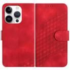 For iPhone 15 Pro YX0060 Elephant Head Embossed Phone Leather Case with Lanyard(Red) - 1