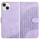 For iPhone 15 Plus YX0060 Elephant Head Embossed Phone Leather Case with Lanyard(Light Purple) - 1