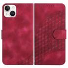 For iPhone 15 Plus YX0060 Elephant Head Embossed Phone Leather Case with Lanyard(Rose Red) - 1