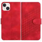 For iPhone 15 Plus YX0060 Elephant Head Embossed Phone Leather Case with Lanyard(Red) - 1