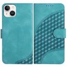 For iPhone 15 Plus YX0060 Elephant Head Embossed Phone Leather Case with Lanyard(Light Blue) - 1