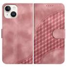 For iPhone 15 YX0060 Elephant Head Embossed Phone Leather Case with Lanyard(Pink) - 1