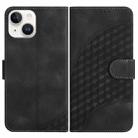 For iPhone 15 YX0060 Elephant Head Embossed Phone Leather Case with Lanyard(Black) - 1