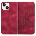For iPhone 15 YX0060 Elephant Head Embossed Phone Leather Case with Lanyard(Rose Red) - 1