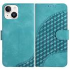 For iPhone 15 YX0060 Elephant Head Embossed Phone Leather Case with Lanyard(Light Blue) - 1