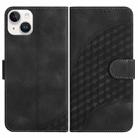 For iPhone 14 Plus YX0060 Elephant Head Embossed Phone Leather Case with Lanyard(Black) - 1