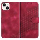 For iPhone 14 Plus YX0060 Elephant Head Embossed Phone Leather Case with Lanyard(Rose Red) - 1