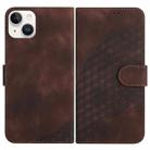 For iPhone 14 Plus YX0060 Elephant Head Embossed Phone Leather Case with Lanyard(Coffee) - 1