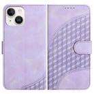 For iPhone 14 YX0060 Elephant Head Embossed Phone Leather Case with Lanyard(Light Purple) - 1