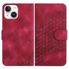 For iPhone 14 YX0060 Elephant Head Embossed Phone Leather Case with Lanyard(Rose Red) - 1