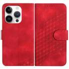 For iPhone 14 Pro YX0060 Elephant Head Embossed Phone Leather Case with Lanyard(Red) - 1