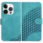 For iPhone 14 Pro YX0060 Elephant Head Embossed Phone Leather Case with Lanyard(Light Blue) - 1