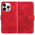 For iPhone 13 Pro YX0060 Elephant Head Embossed Phone Leather Case with Lanyard(Red) - 1