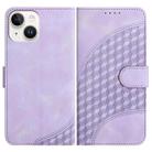 For iPhone 13 YX0060 Elephant Head Embossed Phone Leather Case with Lanyard(Light Purple) - 1