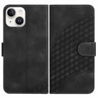 For iPhone 13 YX0060 Elephant Head Embossed Phone Leather Case with Lanyard(Black) - 1