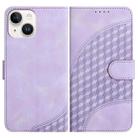 For iPhone 13 mini YX0060 Elephant Head Embossed Phone Leather Case with Lanyard(Light Purple) - 1