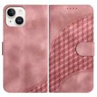 For iPhone 13 mini YX0060 Elephant Head Embossed Phone Leather Case with Lanyard(Pink) - 1