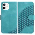 For iPhone 12/12 Pro YX0060 Elephant Head Embossed Phone Leather Case with Lanyard(Light Blue) - 1
