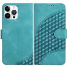 For iPhone 12 Pro Max YX0060 Elephant Head Embossed Phone Leather Case with Lanyard(Light Blue) - 1