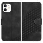 For iPhone 12 mini YX0060 Elephant Head Embossed Phone Leather Case with Lanyard(Black) - 1