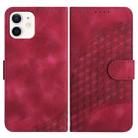 For iPhone 12 mini YX0060 Elephant Head Embossed Phone Leather Case with Lanyard(Rose Red) - 1