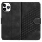 For iPhone 11 Pro YX0060 Elephant Head Embossed Phone Leather Case with Lanyard(Black) - 1