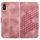 For iPhone XS / X YX0060 Elephant Head Embossed Phone Leather Case with Lanyard(Pink) - 1