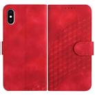 For iPhone XS / X YX0060 Elephant Head Embossed Phone Leather Case with Lanyard(Red) - 1