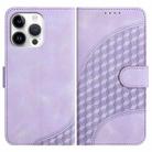 For iPhone 16 Pro Max YX0060 Elephant Head Embossed Phone Leather Case with Lanyard(Light Purple) - 1