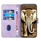 For iPhone 16 Pro Max YX0060 Elephant Head Embossed Phone Leather Case with Lanyard(Light Purple) - 3