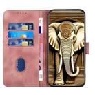 For iPhone 16 Pro Max YX0060 Elephant Head Embossed Phone Leather Case with Lanyard(Pink) - 3