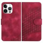 For iPhone 16 Pro Max YX0060 Elephant Head Embossed Phone Leather Case with Lanyard(Rose Red) - 1