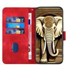 For iPhone 16 Pro Max YX0060 Elephant Head Embossed Phone Leather Case with Lanyard(Red) - 3