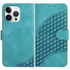 For iPhone 16 Pro Max YX0060 Elephant Head Embossed Phone Leather Case with Lanyard(Light Blue) - 1