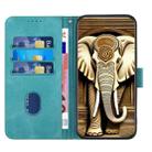 For iPhone 16 Pro Max YX0060 Elephant Head Embossed Phone Leather Case with Lanyard(Light Blue) - 3